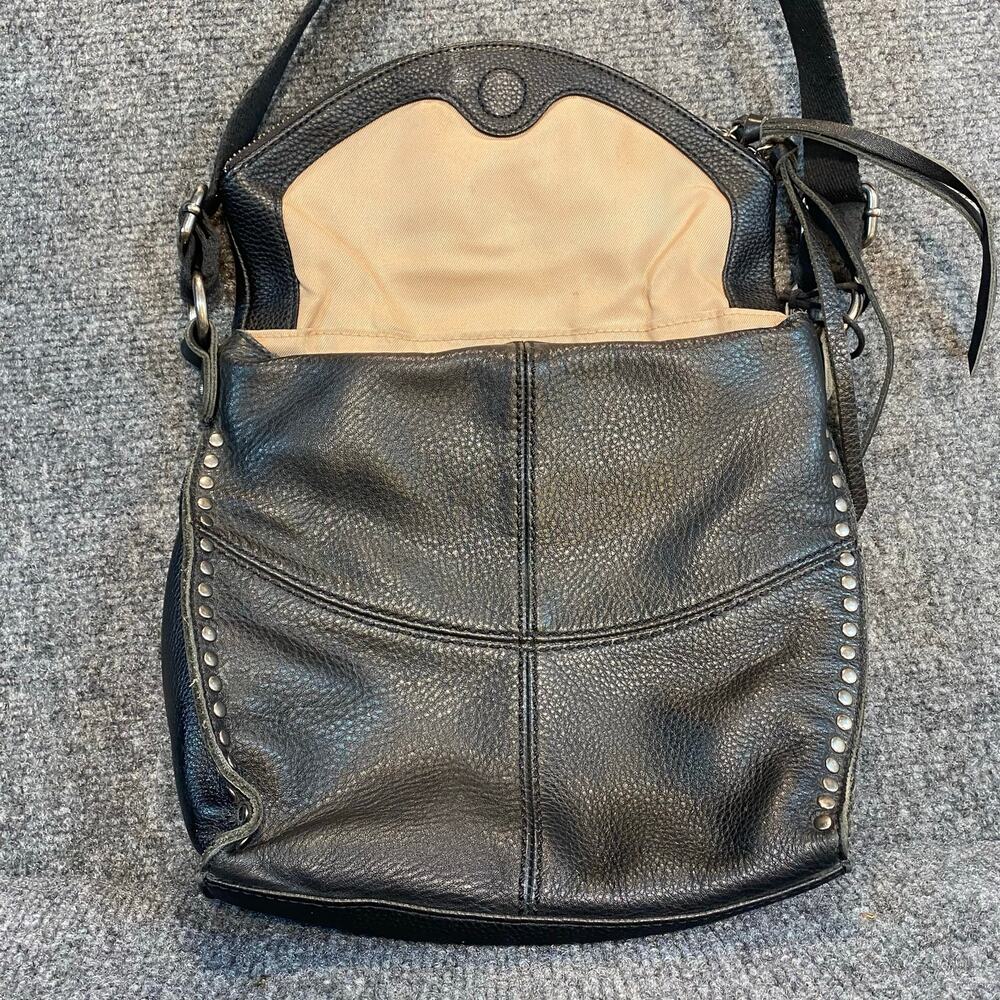 The Sak Silverlake Black Pebbled Leather Studded Crossbody Bag Purse Tassel - Picture 6 of 10